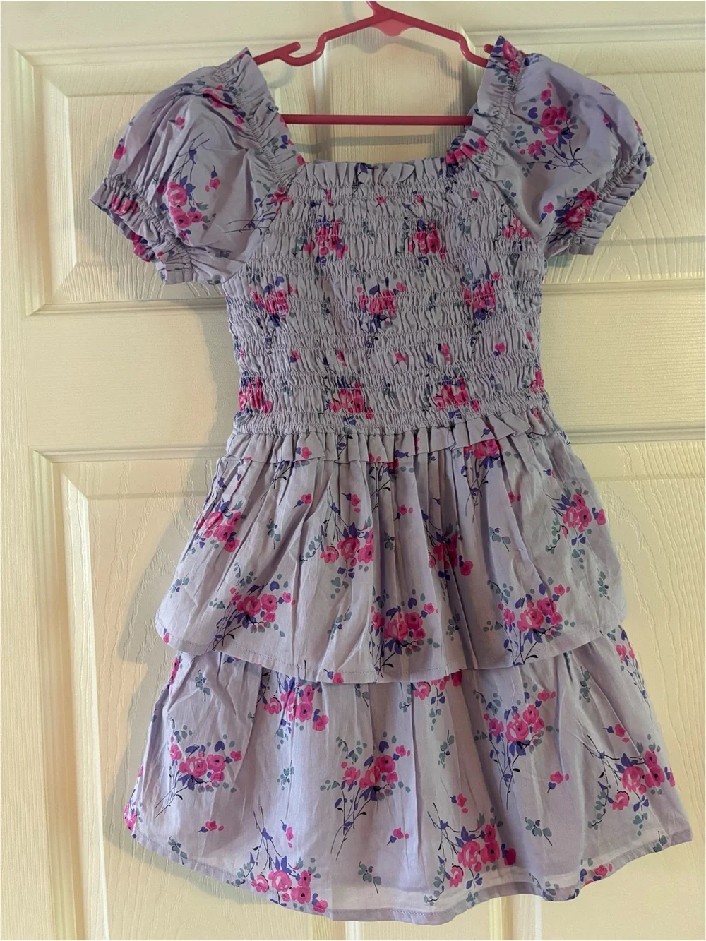 GAP Lilac Floral Smocked Dress with Pink and Blue Accents
